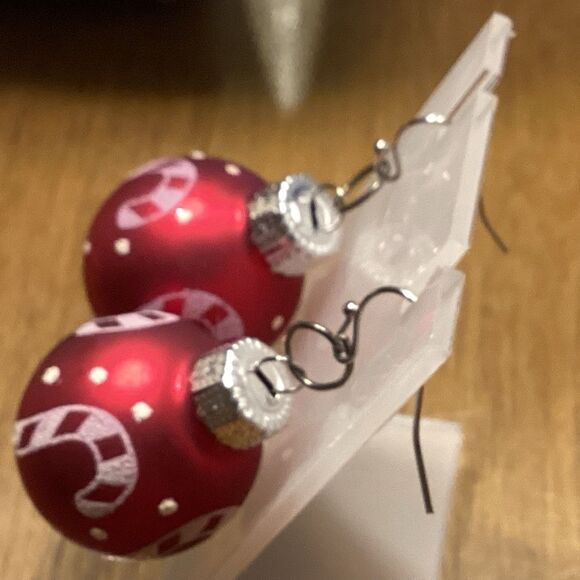 Cute Christmas Ornament Earrings Red - Picture 3 of 4